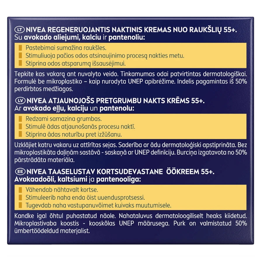 Nivea, revitalizing anti-wrinkle cream 55+, night cream, 50 ml