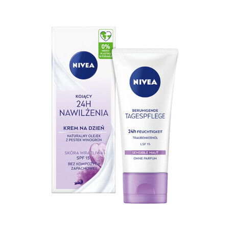 Nivea 24H Hydration, Crème de jour apaisante, SPF 15, 50 ml