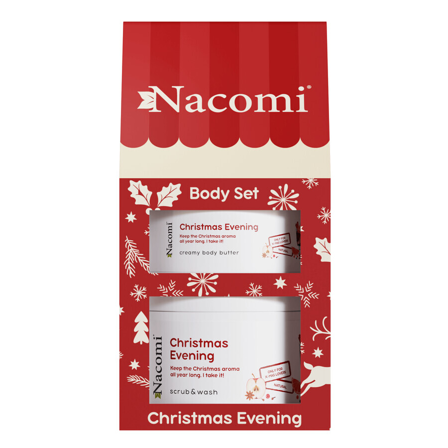 Nacomi Kerst Avond set, romige body butter, 100 ml + foam body scrub, 200 ml