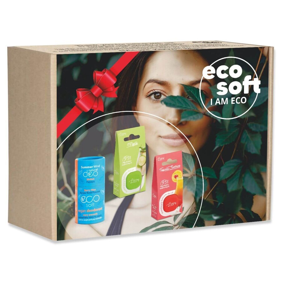 Eco Soft NO. 4, déodorant naturel, 50 ml, + Lippy, baume à lèvres, Mojito, 6.2 g + baume à lèvres, Tequila Sunrise, 6.2 g