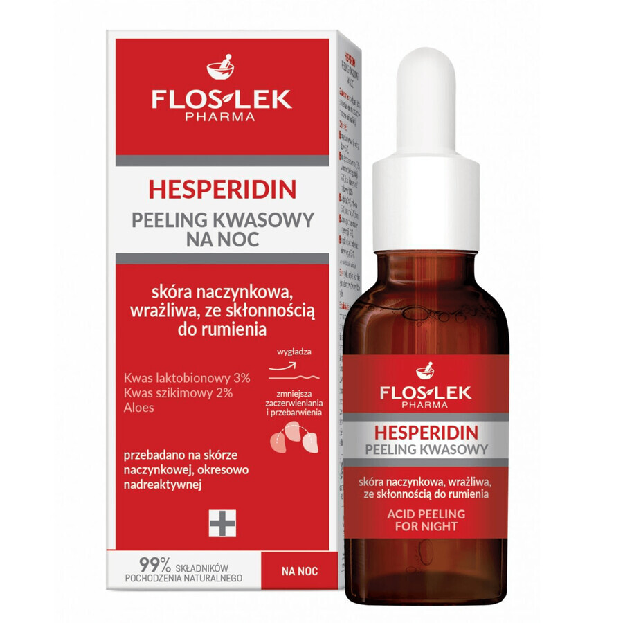 Set Flos-Lek Hesperidin, capillairversterkende crème, 50 ml + capillairconcentraat, 30 ml + zure peeling, nacht, 5 ml