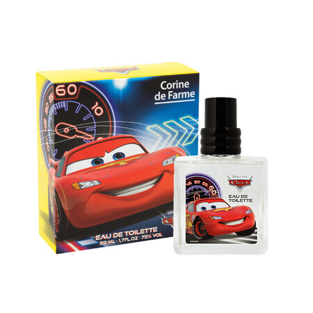 Corine De Farme Disney Cars Set, Eau de Toilette, 50 ml + Flugscheibe, 1 Stück + Lesezeichen zum Ausschneiden, 1 Stück