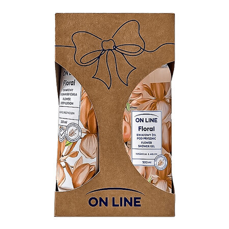 On Line Floral Magnolia &amp; Melon Set, Duschgel, 500 ml + Lotion, 250 ml