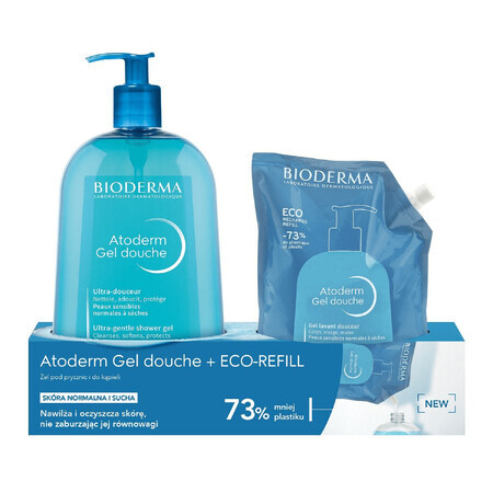 Set Bioderma Atoderm, gel doccia 1 l + ricarica eco, 1 l