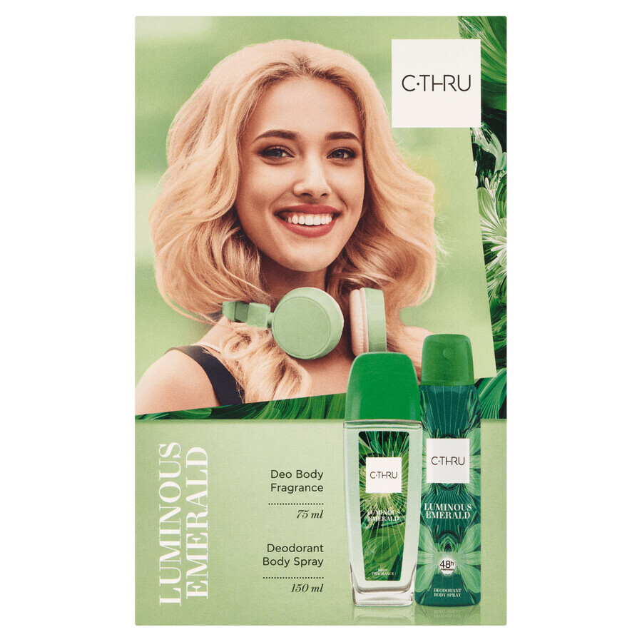 C-THRU Luminous Emerald Set, Deodorant, 75 ml + Deo-Spray, 150 ml