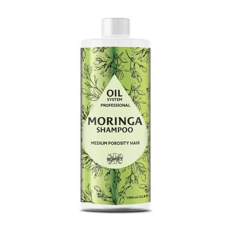 Ronney Professional Oil System Medium Porosity Haar, shampoo voor medium poreus haar met moringa olie, 1000 ml