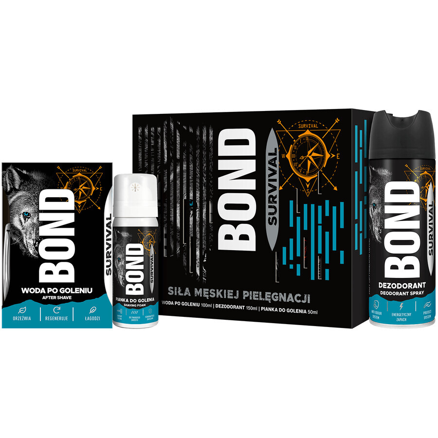 Bond Survival Kit, Aftershave, 100ml + Deodorant, 150ml + Rasierschaum, 50ml