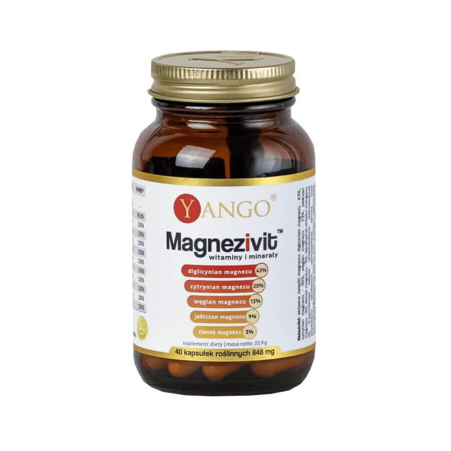 Yango Magnesivit Vitaminen en Mineralen, 40 plantaardige capsules