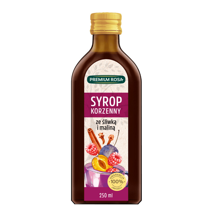 Premium Rosa Spice syrup with plums and raspberries, 250 ml