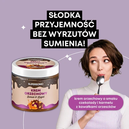 Supersonic, Nusscreme, Geschmacksrichtung Schokolade und Karamell mit Nussstückchen, 160 g