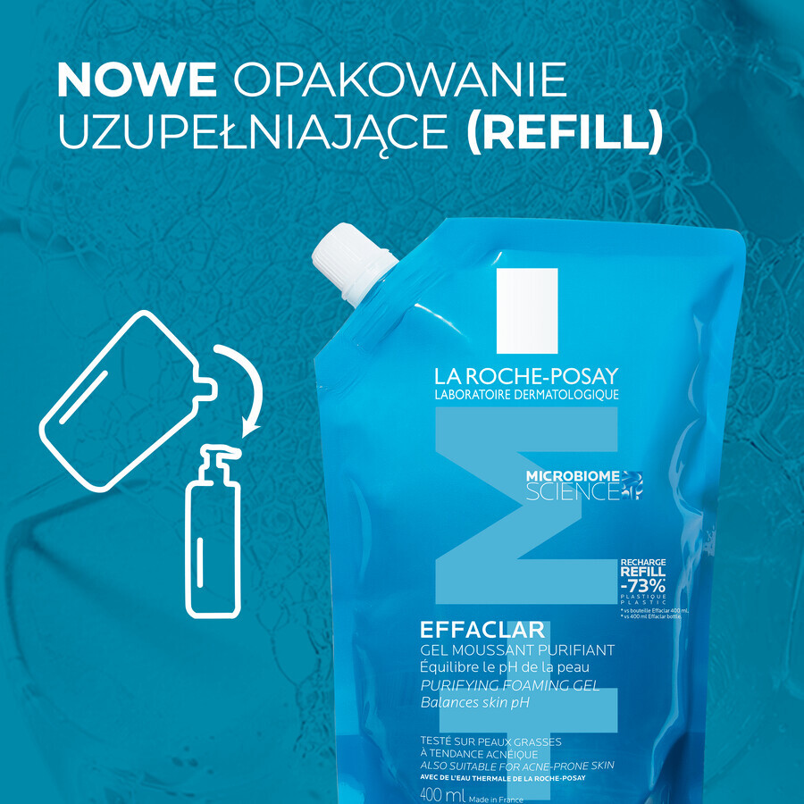 La Roche-Posay Effaclar, Reinigungsgel für fettige und empfindliche Haut, spare, 400 ml