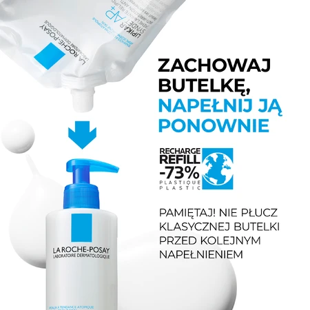 La Roche-Posay Lipikar Syndet AP+, rückfettende Körperwaschcreme, ab Geburt, Vorrat, 400 ml