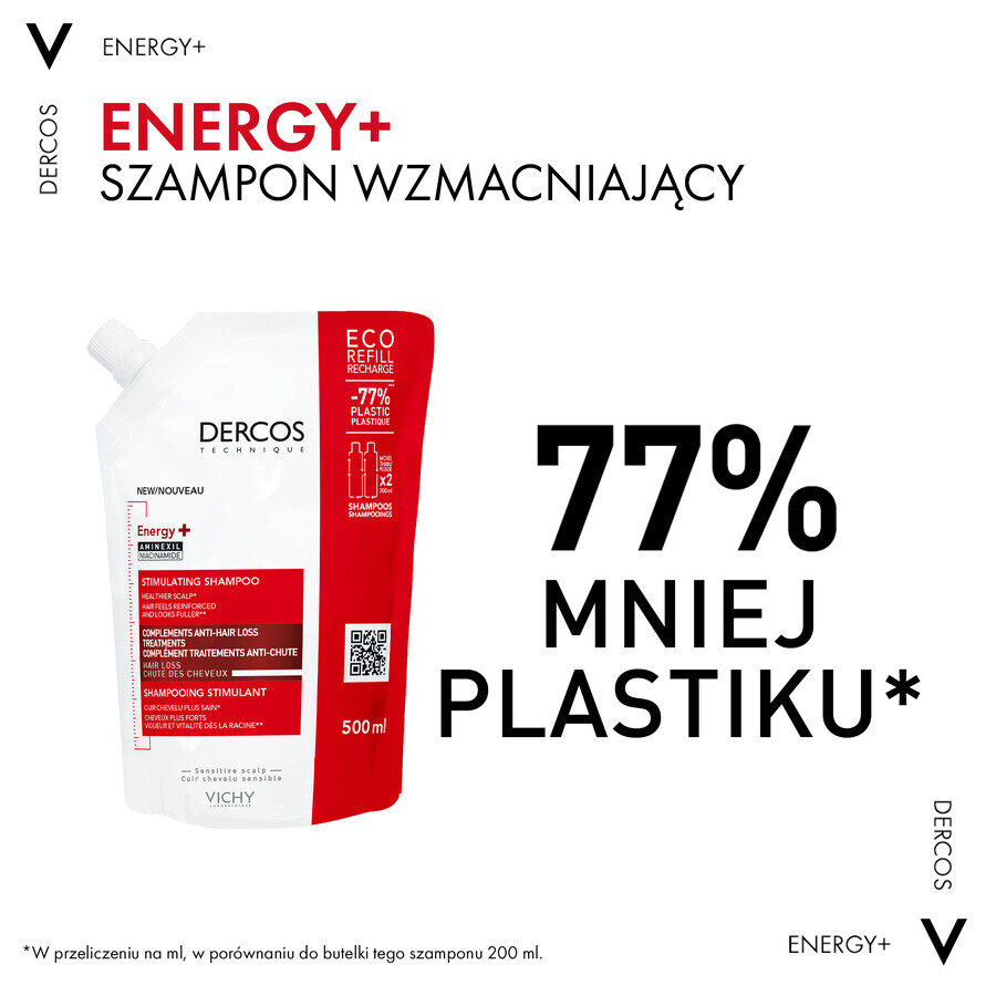 Vichy Dercos Energy+, anregendes Shampoo, Ersatz, 500 ml