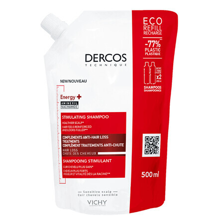 Vichy Dercos Energy+, anregendes Shampoo, Ersatz, 500 ml