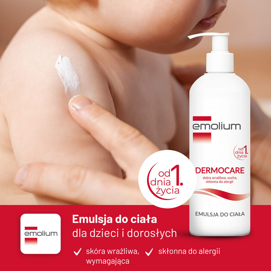 Emolium Dermocare Set, Körperemulsion, 400 ml + cremiges Waschgel, 400 ml + Badeemulsion, 50 ml gratis