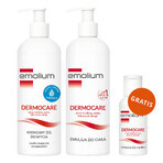 Emolium Dermocare Set, Körperemulsion, 400 ml + cremiges Waschgel, 400 ml + Badeemulsion, 50 ml gratis