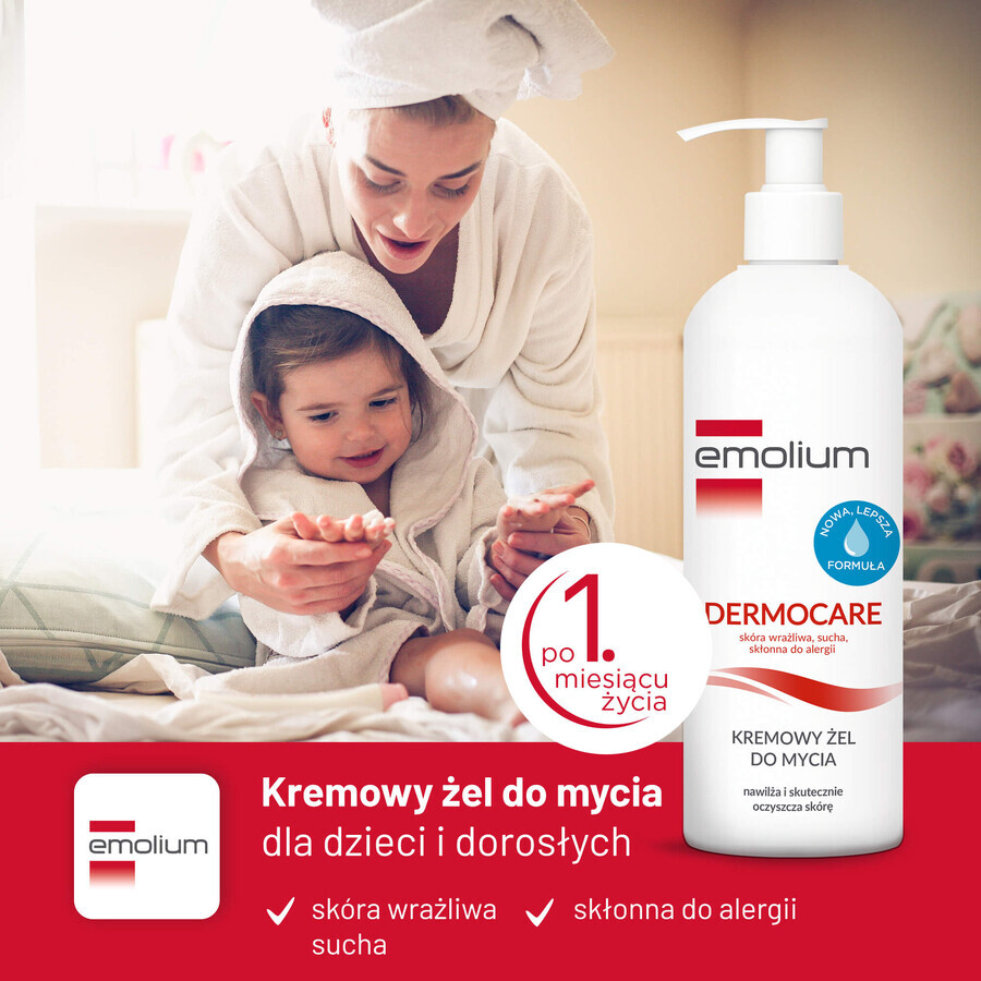 Emolium Dermocare Set, Körperemulsion, 400 ml + cremiges Waschgel, 400 ml + Badeemulsion, 50 ml gratis