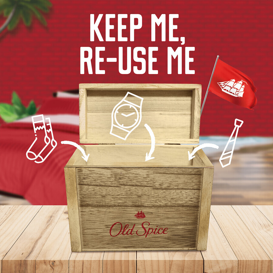 Old Spice Treasure Chest Set, Deodorant, Stick, Deep Sea, 50 ml + Duschgel, Deep Sea, 250 ml + Aftershave, Captain, 100 ml + Box