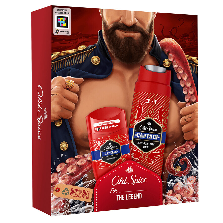 Old Spice Dark Captain set, déodorant stick, Captain, 50 ml + gel douche 3-en-1, Captain, 250 ml