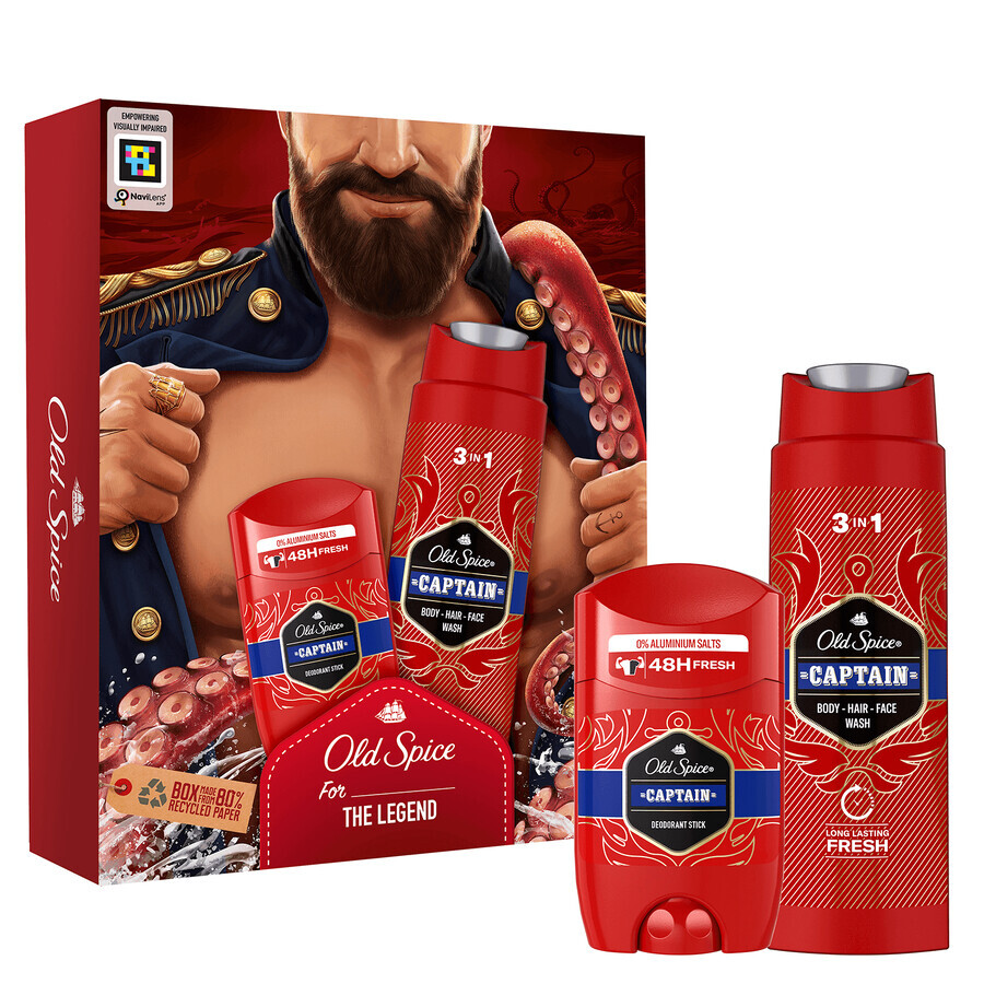 Old Spice Dark Captain set, déodorant stick, Captain, 50 ml + gel douche 3-en-1, Captain, 250 ml