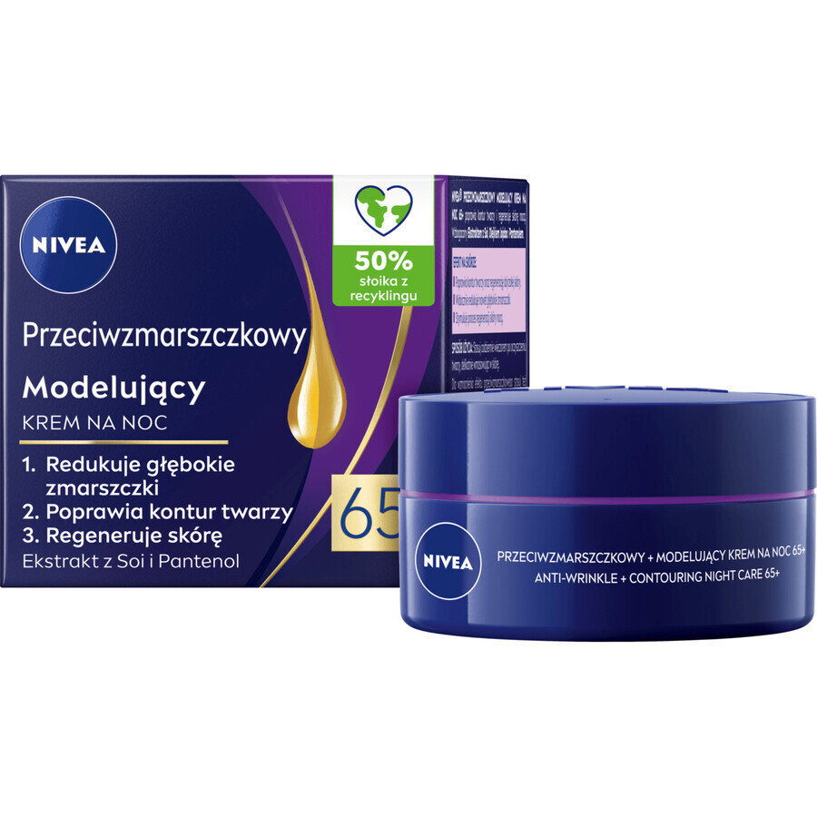 Nivea, crema modellante antirughe 65+, crema notte, 50 ml