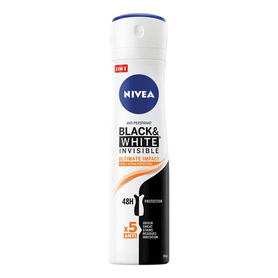 Black & White Invisible Ultimate Impact Deodorant Spray, 150 ml, Nivea