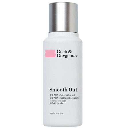 Geek &amp; Gorgeous Smooth Out, exfoliant puternic cu 12% acizi AHA și prickly pear calmant, 100 ml