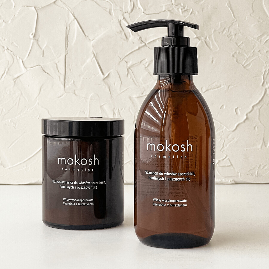 Mokosh, shampoo voor ruw, breekbaar en pluizig haar, kersen met amber, 200 ml