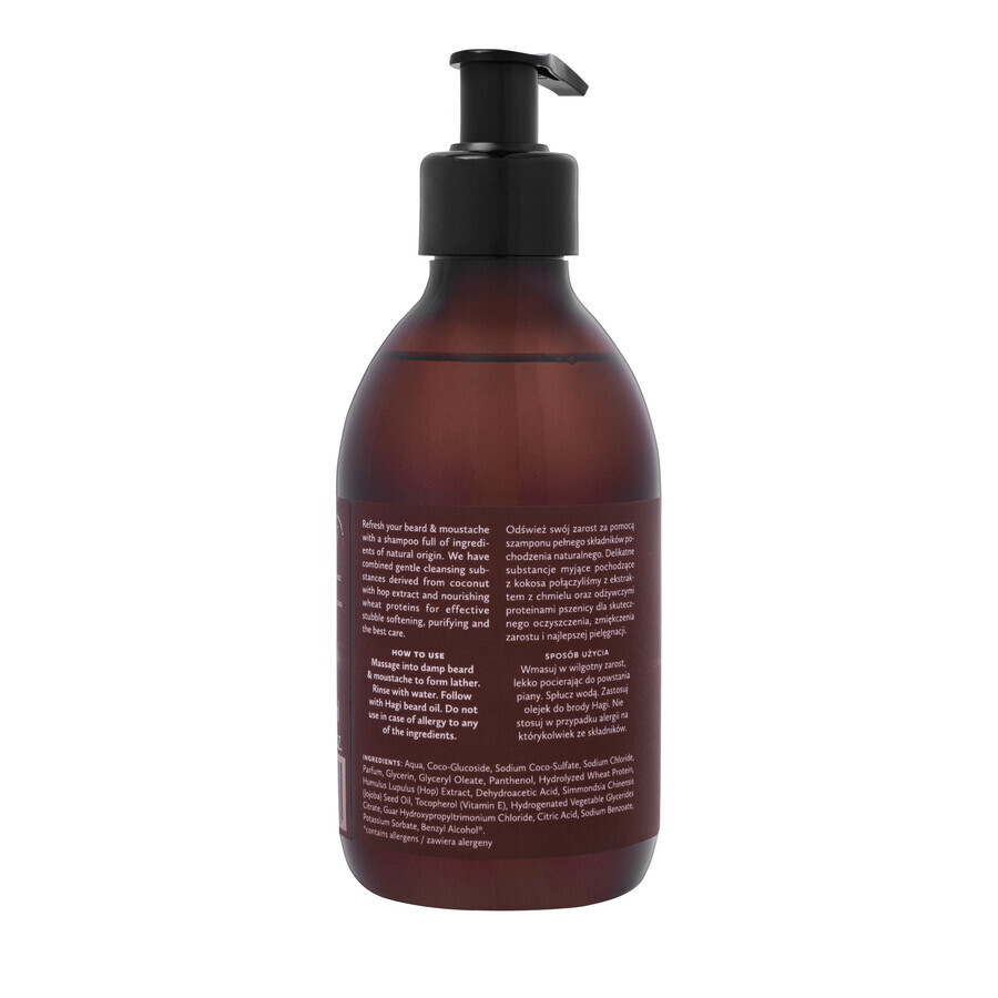 Hagi Men Whisky Barber, shampoo naturale per barba e baffi, ammorbidente, 300ml