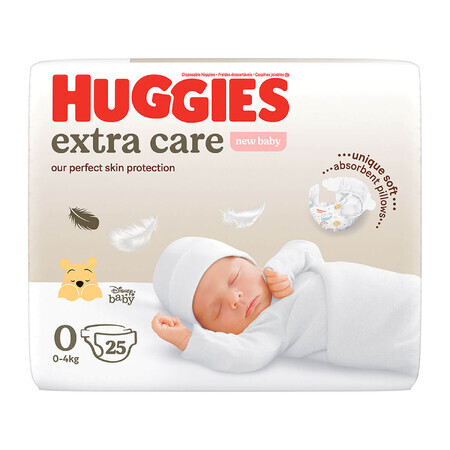 Huggies Extra Care, Windeln, Disney, Größe 0, Newborn, 0-4 kg, 25 Stück