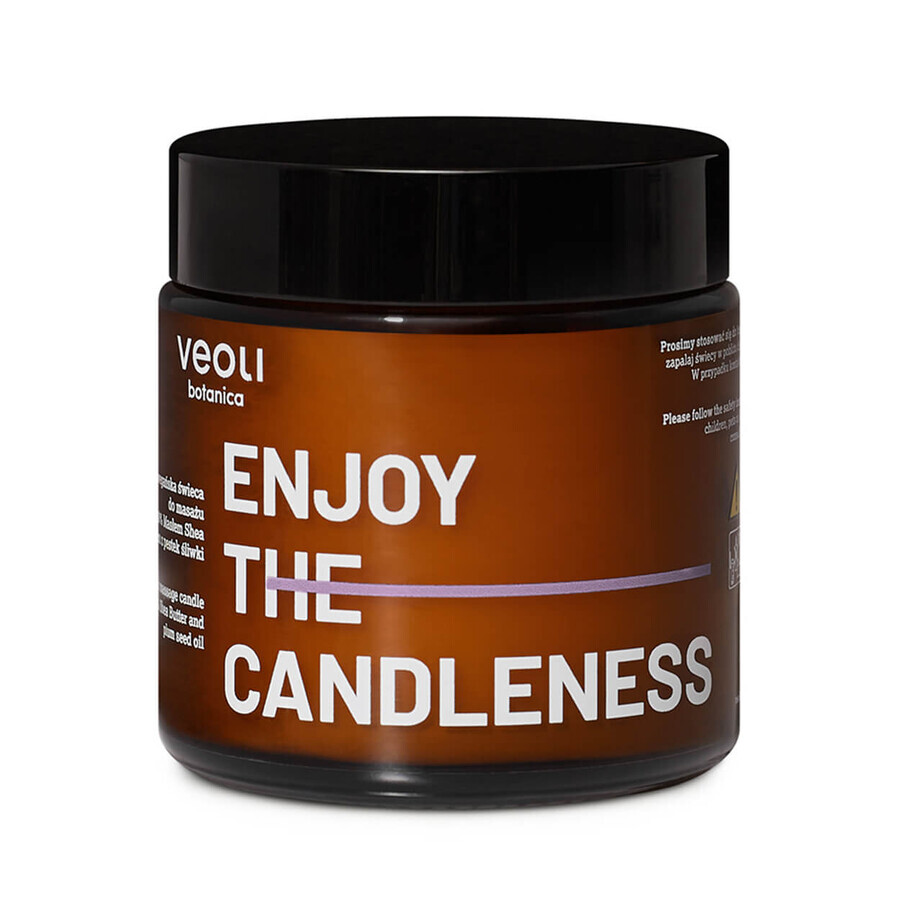 Veoli Botanica Enjoy The Candleness, vegan massage candle with 40% shea butter and plum seed oil, 100 ml