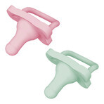 Dr Brown's Happy Paci, tettarella per biberon a forma di ciuccio, in silicone, rosa/verde, 0-6 mesi, 2 pezzi