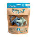 Dr. Brown's Happy Paci, Beruhigungssauger für Flaschen, Silikon, blau/grün, 0-6 Monate, 2 Stück