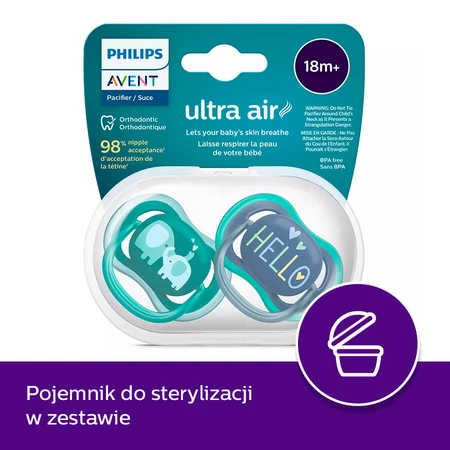 Avent Ultra Air, succhietto in silicone, simmetrico, bambino, SCF349/18, da 18 mesi, 2 pezzi