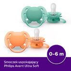 Avent Ultra Soft, sucette, silicone, symétrique, neutre, SCF091/03, 0-6 mois, 2 pièces