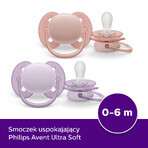 Avent Ultra Soft, succhietto in silicone, simmetrico, bambina, SCF091/31, 0-6 mesi, 2 pezzi