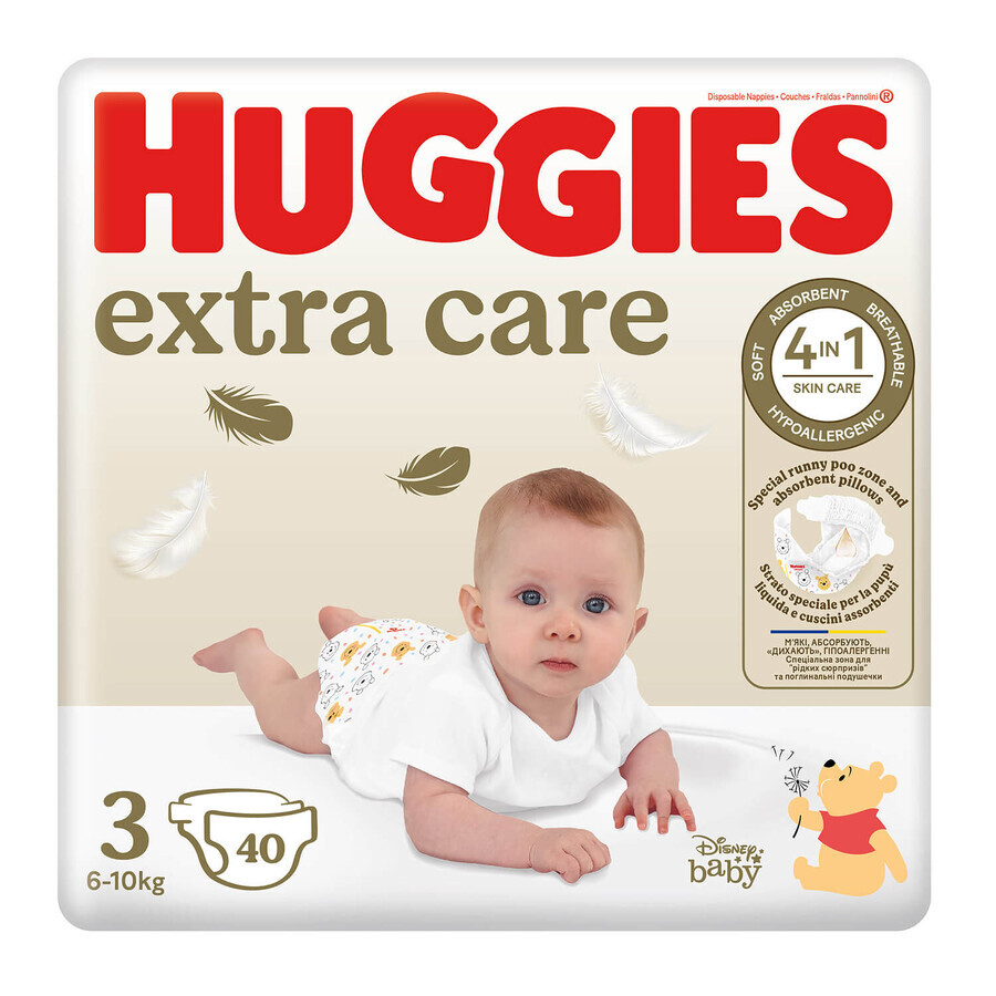 Huggies Extra Care, luiers, Disney, maat 3, 6-10 kg, Jumbo, 40 stuks