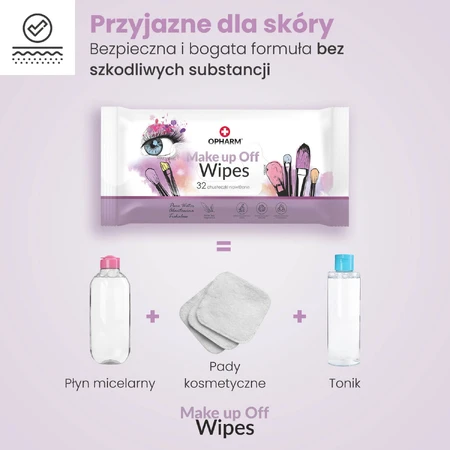 Opharm Make Up Off Wipes, Make-up-Entfernungstücher, 32 Stück