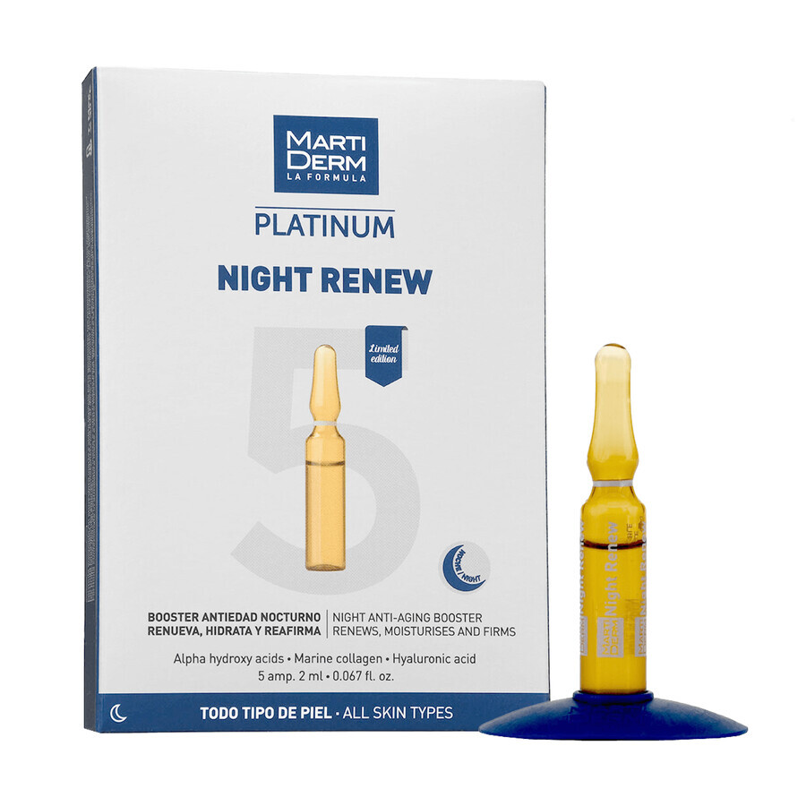 Set con MartiDerm Shots Collagen Lift, siero per il viso, 20 ml + Platinum Night Renew, booster notturno, 2 ml x 5 fiale