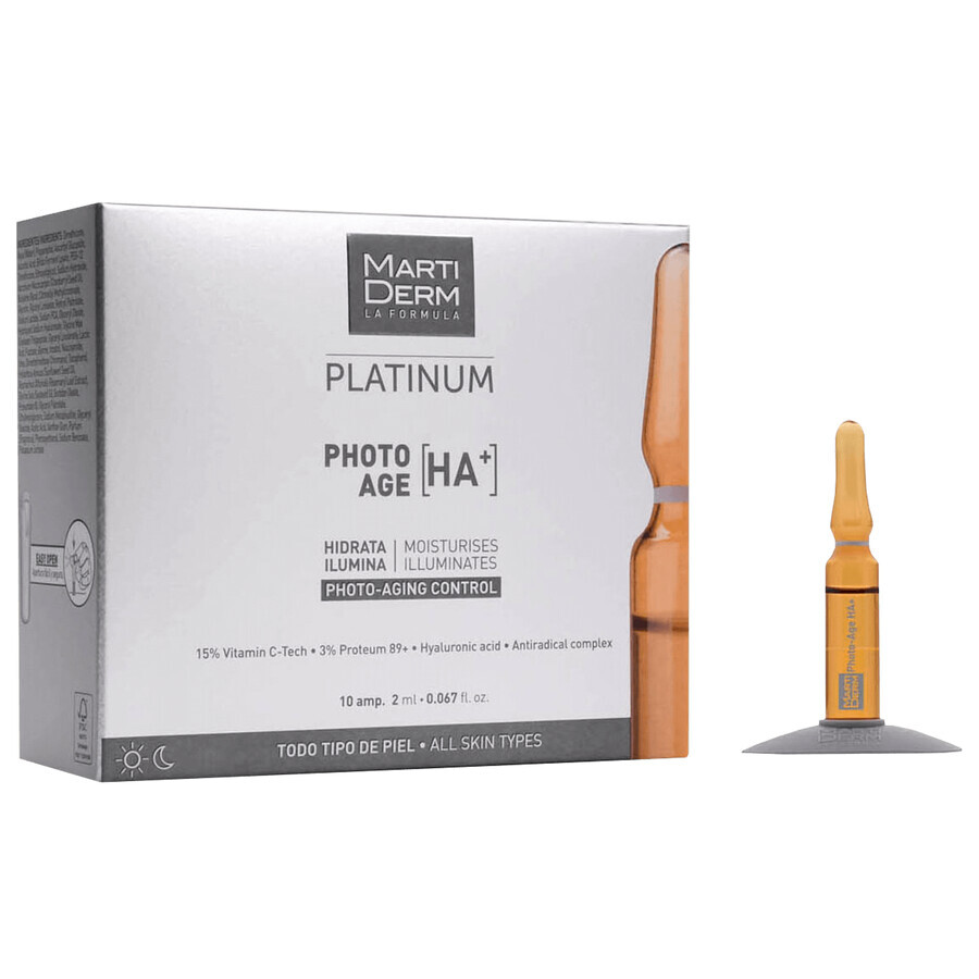 Set que incluye de regalo MartiDerm Platinum Photo Age [HA+], sérum facial, 2 ml x 10 ampollas + Night Renew, potenciador de noche, 2 ml x 5 ampollas