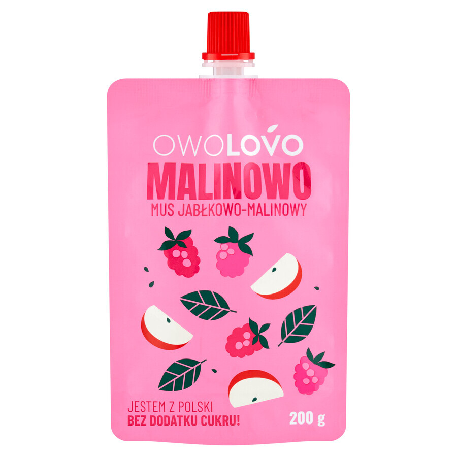 Mousse de frambuesa y manzana Owolovo en tubo, 200 g