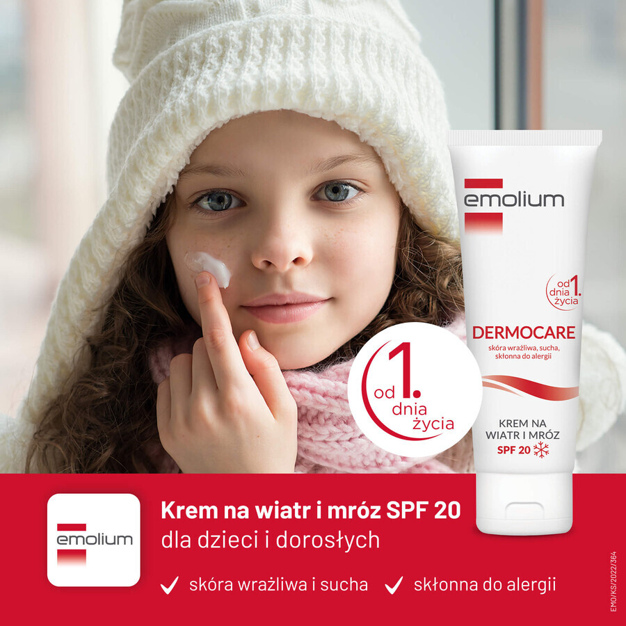 Set Emolium Dermocare, Wind- und Frostcreme, ab Tag 1, SPF 20, 2 x 75 ml + Badeemulsion, 50 ml gratis