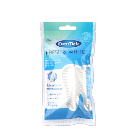 DenTek Fresh&White, palillos con hilo dental, 36 piezas