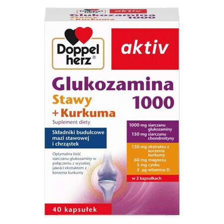 Doppelherz aktiv Glucosamine 1000 Joints + Curcumine, 40 gélules