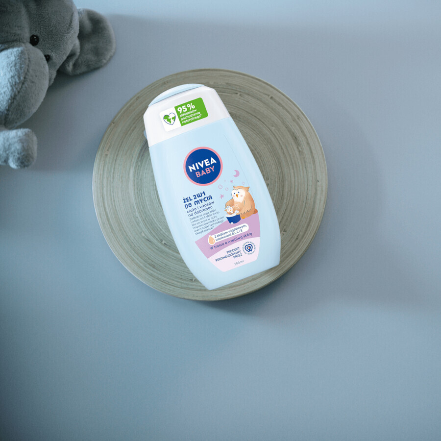 Nivea Baby, 2-in-1-Reinigungsgel für Körper und Haare vor dem Schlafengehen, ab 1. Tag, 200 ml