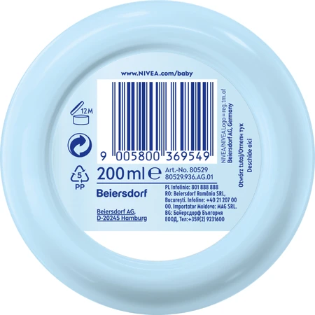 Nivea Baby, crema de cuidado para rostro y cuerpo, desde el 1 día de vida, 200 ml