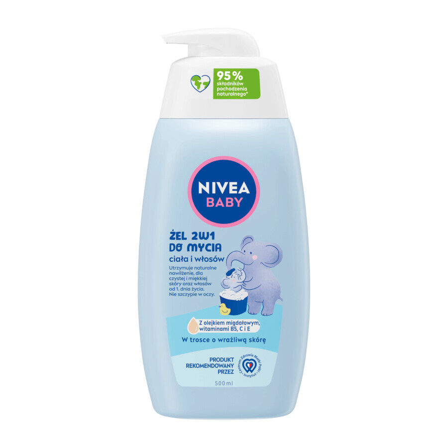 Nivea Baby, 2-in-1-Reinigungsgel für Körper und Haare, ab 1. Tag, 500 ml