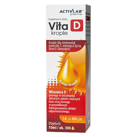 ActivLab Pharma Vita D, gouttes, pour enfants à partir de 1 mois et adultes, 10 ml