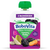 BoboVita Mousse en tubo, pera con remolacha y ciruela seca, después de 6 meses, 80 g