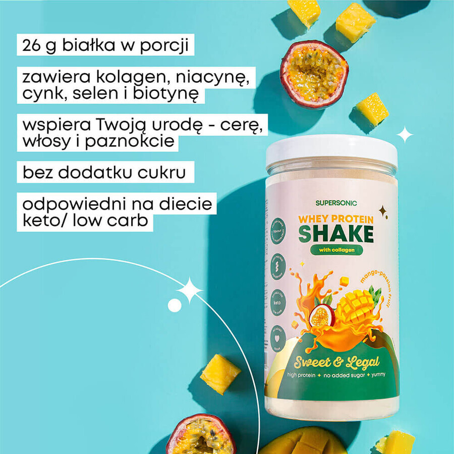 Supersonic, protein shake with collagen, mango-maracuja flavor, 560 g